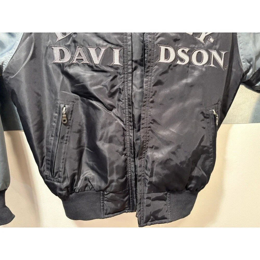 Harley-Davidson Bomber Varsity Jacket Insulated Black Gray Nylon Motorcycle XS
